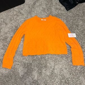 NWT HAZEL MOON ORANGE KNITTED CABLE SWEATER SIZE LARGE